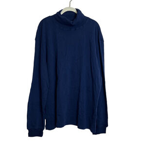 Maks Active Wear Womens Turtleneck Top XXL Cotton Long Sleeve Navy Blue New